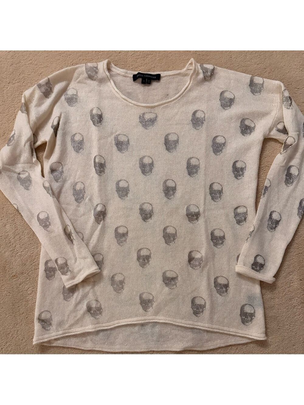 Skull Cashmere Cream Knit Sweater